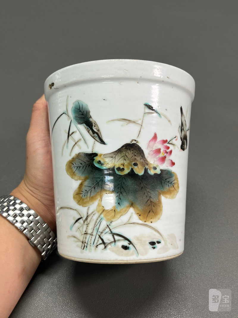 十九世纪  程玉婷作粉彩“一路连科”图花盆 - 图4